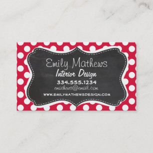 Carte De Visite Crimson Pois; Chalkboard look