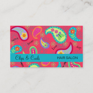 Carte De Visite Crimson rouge Turquoise bleu moderne Motif Paisley