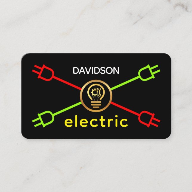 Carte De Visite Crisscross Power Plugs Electrician Service (Devant)