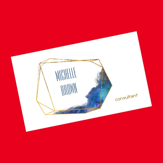 Carte De Visite Cristal d'or bleu abstrait consultant élégant busi (Créateur téléchargé)