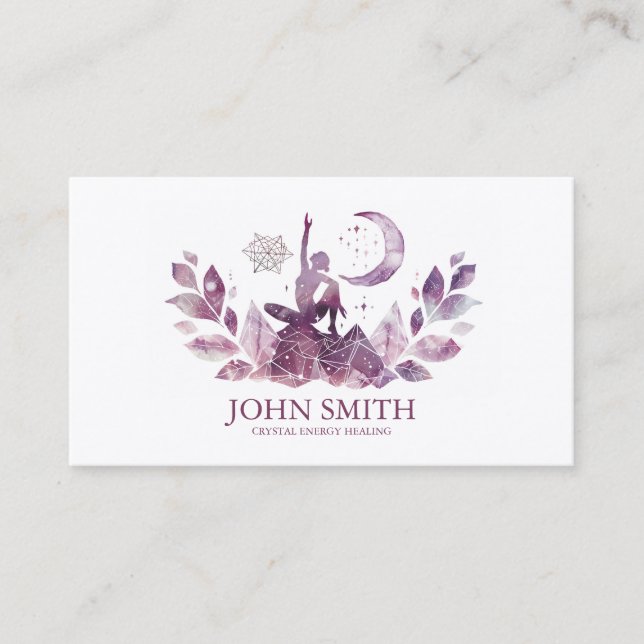 Carte De Visite Cristal Energy Healer Chakra méditation spirituell (Devant)