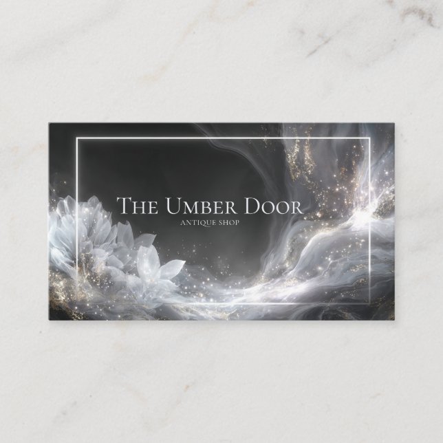 Carte De Visite Cristal éthéré Fleur Or Poussière Noir (Devant)