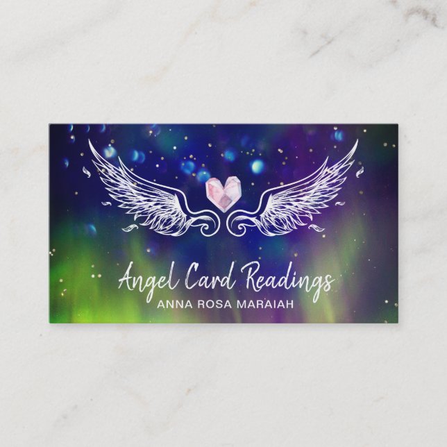 Carte De Visite *~* Cristal Heart Angel Wings Cosmique Abstrait (Devant)