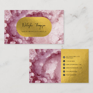 Carte De Visite Cristaux Mer Pink Gold Foil Maquillage Poils