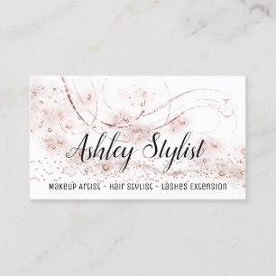 Carte De Visite Cristaux roses de mèche de salon de coiffure de