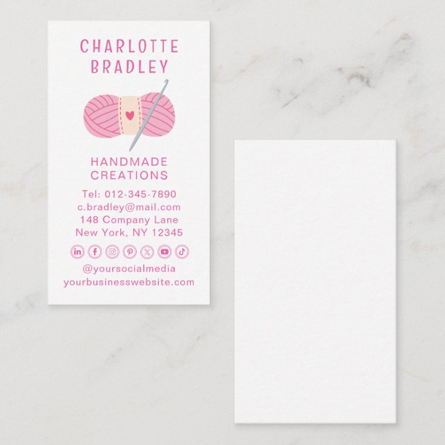 Carte De Visite Crochet artisanal simple et moderne (Devant / Derrière)