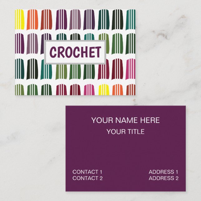 Carte De Visite Crochet coloré tricot fil motif Crochet (Devant / Derrière)