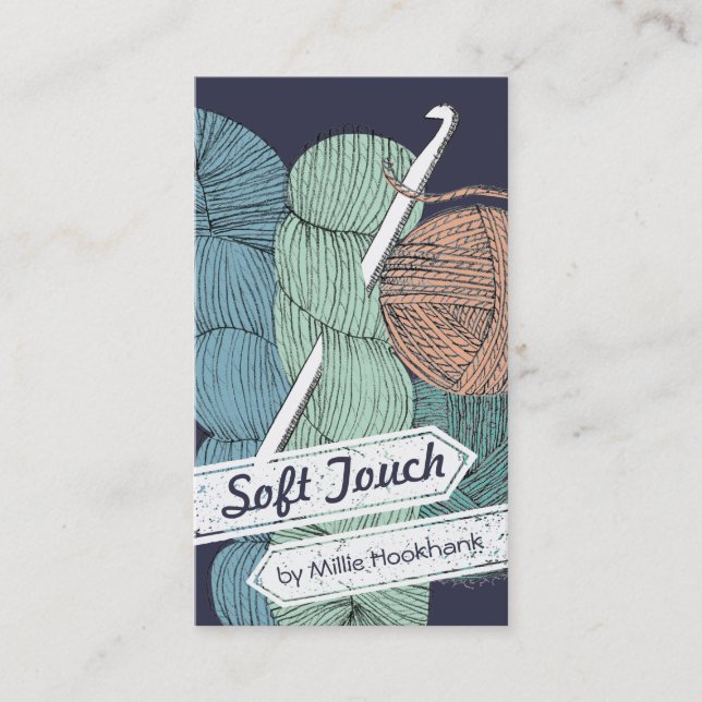 Carte De Visite Crochet de crochet tordu tiré par la main (Devant)