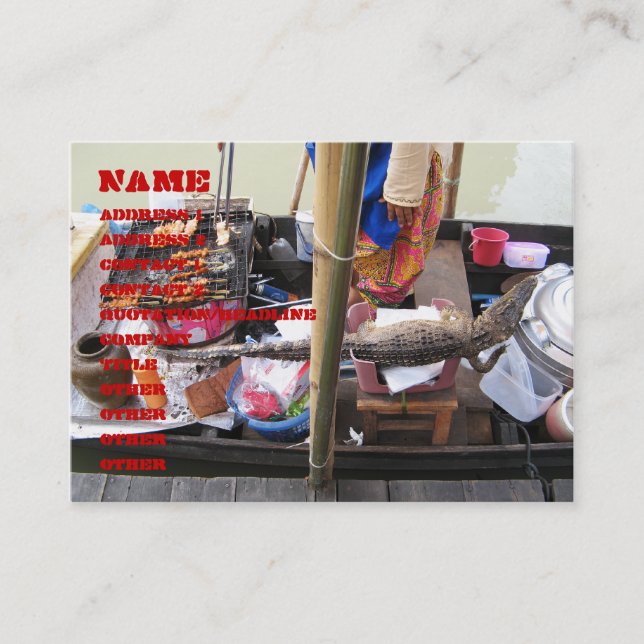 Carte De Visite Crocodile Viande barbecue ... Restauration de rue  (Devant)