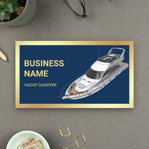 Carte De Visite Croisière de luxe sur yacht en bleu marine et or