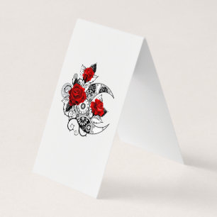 Carte De Visite Croissant mécanique avec roses rouges
