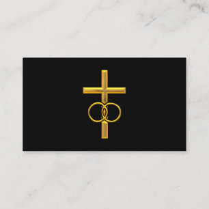 Carte De Visite Croix 3-D d'or avec anneaux Mariages