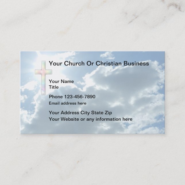 Carte De Visite Croix à thème chrétien et ciel (Devant)