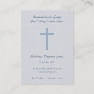 Carte De Visite Croix Bleue Pastel Communion