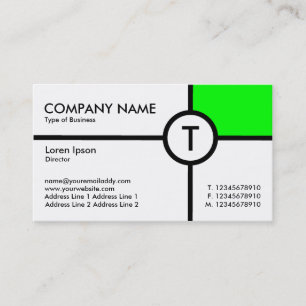 Carte De Visite Croix de cercle de monogramme (vert) - blanc