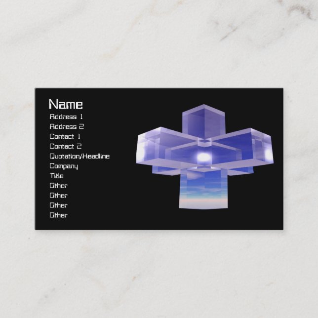 Carte De Visite Croix de cristal bleu (Devant)