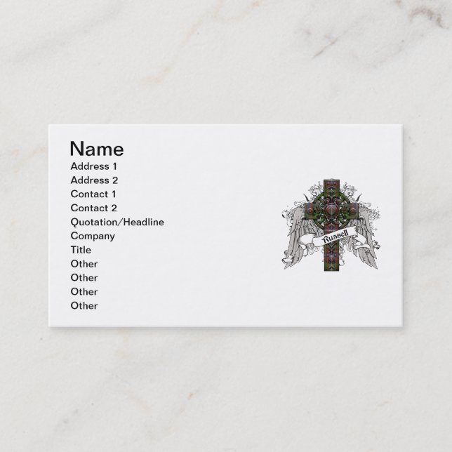 Carte De Visite Croix de tartan de Russell (Devant)