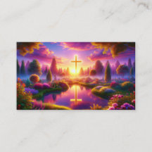 Croix d'or dans un paradis céleste