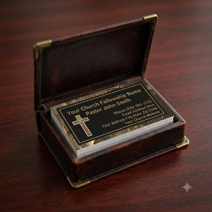 Carte De Visite Croix dorée en détresse du pasteur d'église