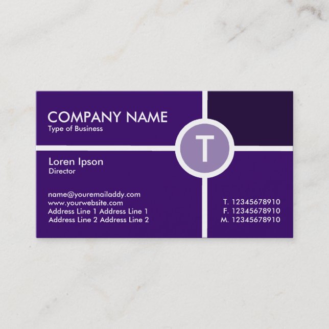 Carte De Visite Croix du cercle monogramme - Nuances de violet fon (Devant)