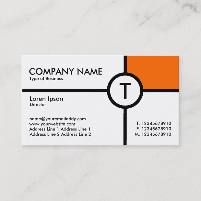 Carte De Visite Croix du cercle monographique (orange) - blanc (Devant)