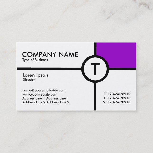 Carte De Visite Croix du cercle monographique (violet) - blanc (Devant)