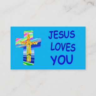 Carte De Visite Croix Saint personnalisable Jésus vous aime