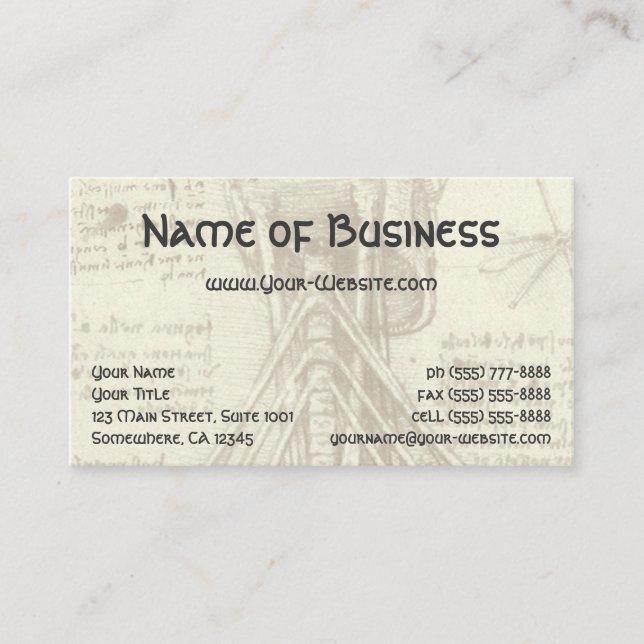 Carte De Visite Croquis anatomique de la colonne vertébrale de Léo (Devant)