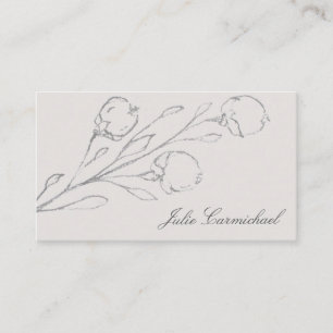 Carte De Visite Croquis floral gris élégant