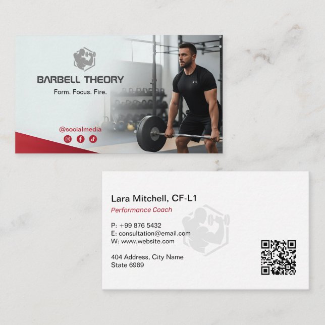 Carte De Visite CrossFit Coach Business | Minimalist Fitness (Devant / Derrière)