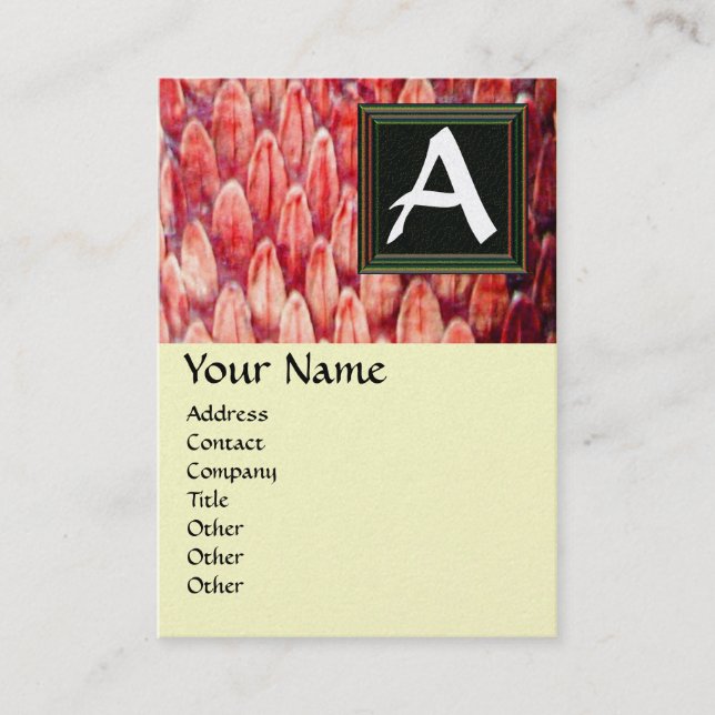 Carte De Visite CROTALUS MONOGRAM, papier métallique platine rouge (Devant)