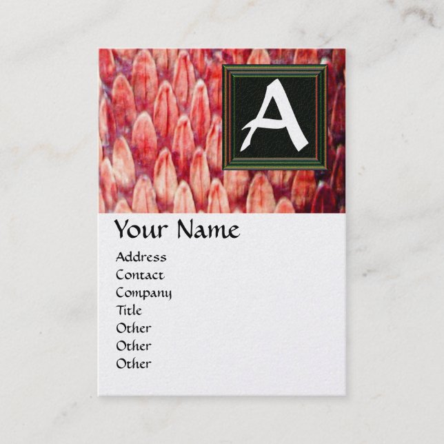 Carte De Visite CROTALUS MONOGRAM, papier perle rouge (Devant)