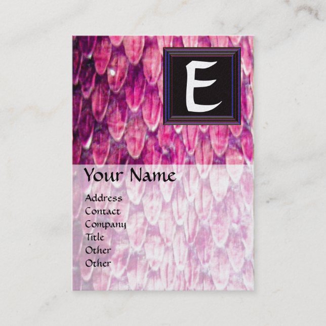 Carte De Visite CROTALUS MONOGRAM ,rose perle noir brillant gras (Devant)