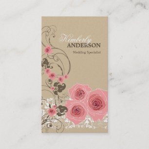 Carte De Visite Cru chic élégant de Fleur de roses de dentelle