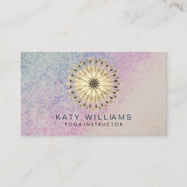 Carte De Visite Cru d'aquarelle de fleur de Lotus d'instructeur de (Devant)