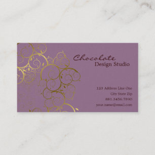 Carte De Visite Cru ornemental de Deco de feuille d'or de spirales