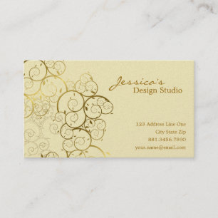 Carte De Visite Cru ornemental de Deco de feuille d'or de spirales