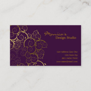 Carte De Visite Cru ornemental de Deco de feuille d'or de spirales