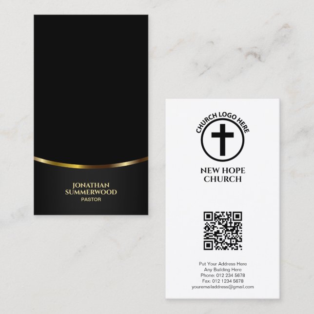 Carte De Visite Crucifixion Église chrétienne Pastor or Accent (Devant / Derrière)