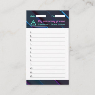 Carte De Visite Crypto Wallet Mot de passe Récupération Semence Ph