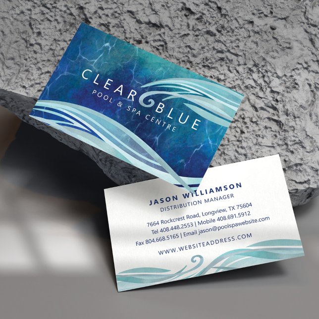Carte De Visite Crystal Blue Water Ripple & Waves Pool & Spa (Créateur téléchargé)