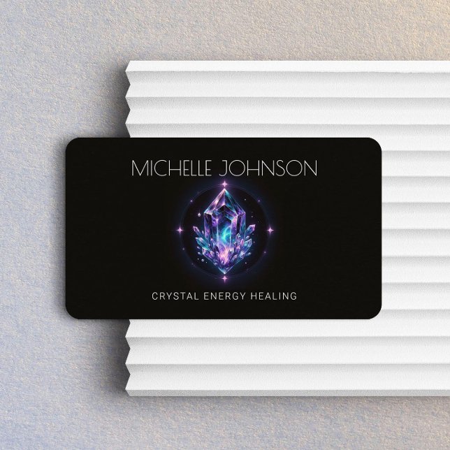 Carte De Visite Crystal Energy Healer Amethyst Logo violet/bleu (Créateur téléchargé)