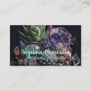 Carte De Visite Crystal Healer Energy Worker Succulents Crystals
