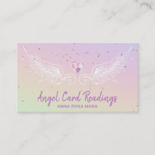 Carte De Visite *~* Crystal Heart Angel Wings Starry Night Sky