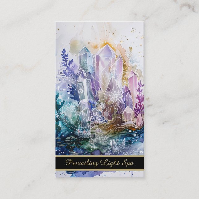 Carte De Visite *~* Crystals Gold Rainbow QR AP90 Artsy Drip (Devant)