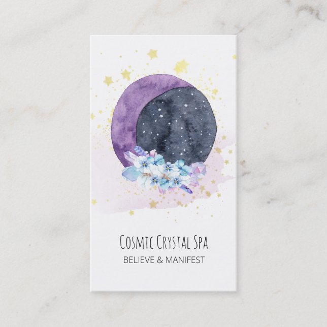 Carte De Visite *~* Crystals Sky Moon Cosmos Stars Universe (Devant)