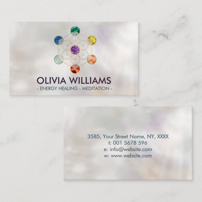 Carte De Visite Cube de Metatron Chakras Géométrie sacrée  (Devant / Derrière)