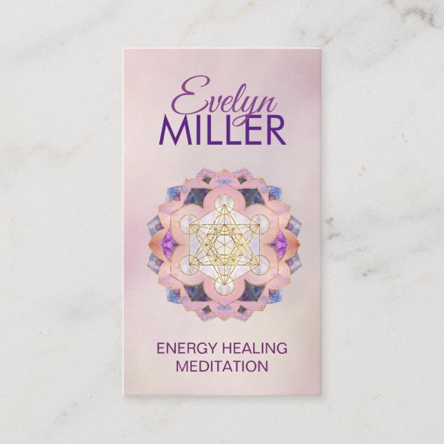 Carte De Visite Cube de Metatron en Gemstone lotus Géométrie sacré (Devant)