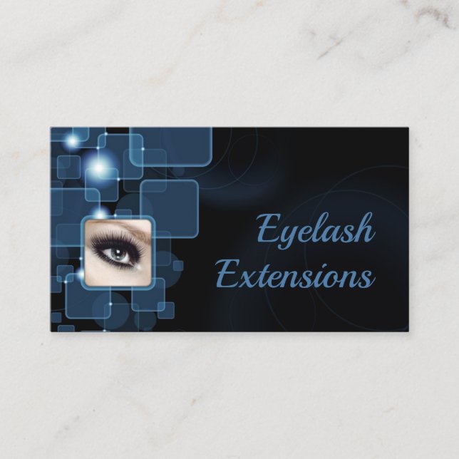 Carte De Visite Cubes brillants bleu foncé Eyelash Extensions Card (Devant)