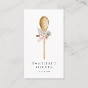 Carte De Visite Cuillère En Bois Du Chef Avec Restauration Florale
